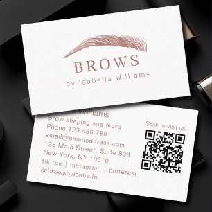 Carte De Visite Code QR du salon de sourcils minimal élégant