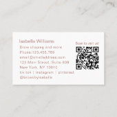 Carte De Visite Code QR du salon de sourcils minimal élégant (Dos)