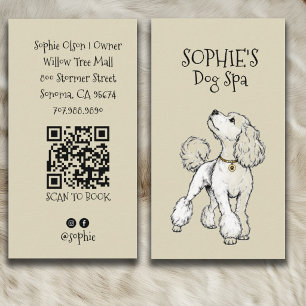 Carte De Visite Code QR du salon de toilettage pour chien caniche 