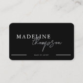 Carte De Visite Code QR du script de calligraphie en argent noir (Devant)