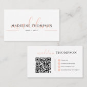 Carte De Visite Code QR du script de calligraphie orange pâle (Devant / Derrière)