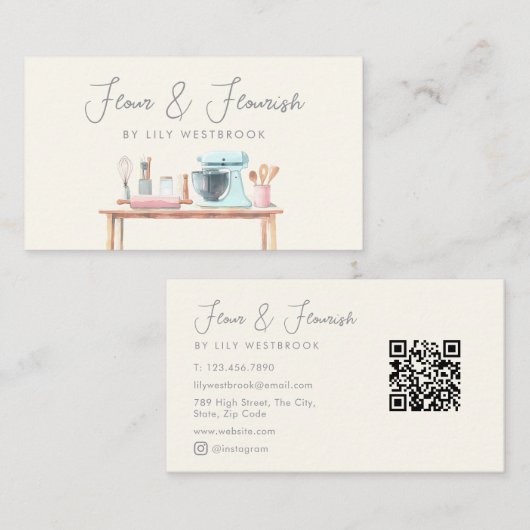 Carte De Visite Code QR du script de chef pâtissier de la boulange (Devant / Derrière)