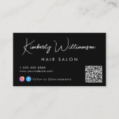 Carte De Visite Code QR du script de signature noir (Devant)