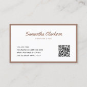 Carte De Visite Code QR du script d'écriture de bordure Brown (Dos)