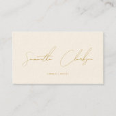 Carte De Visite Code QR du script manuscrit Beige Or moderne (Devant)