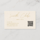 Carte De Visite Code QR du script manuscrit Beige Or moderne (Dos)