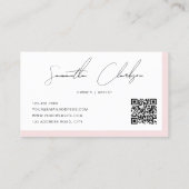 Carte De Visite Code QR du script manuscrit Blush Pink simple (Dos)