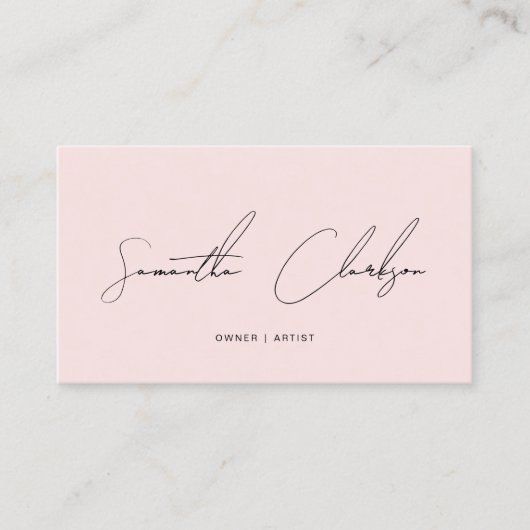 Carte De Visite Code QR du script manuscrit Blush Pink simple (Devant)