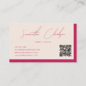 Carte De Visite Code QR du script manuscrit rouge beige et Rose (Dos)