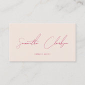 Carte De Visite Code QR du script manuscrit rouge beige et Rose (Devant)