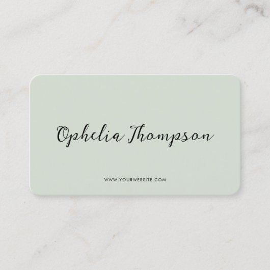 Carte De Visite Code QR du script Sage Green (Devant)