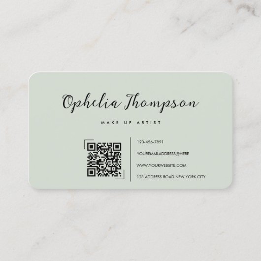 Carte De Visite Code QR du script Sage Green (Dos)