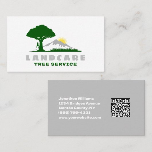 Carte De Visite Code QR du service d'ajustement d'arbre profession (Devant / Derrière)