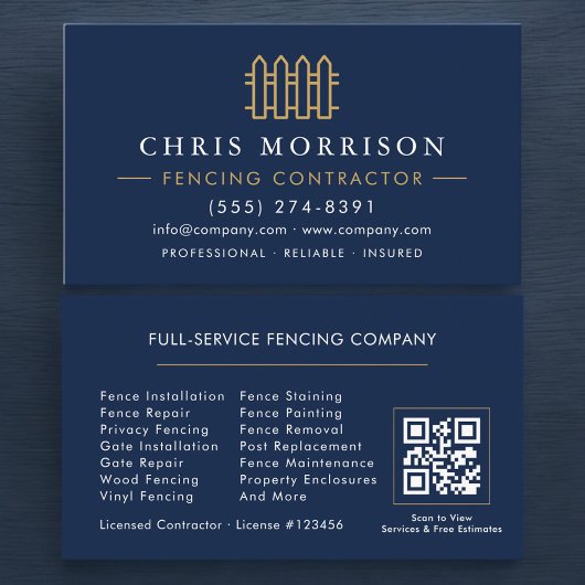 Carte De Visite Code QR du service de clôture