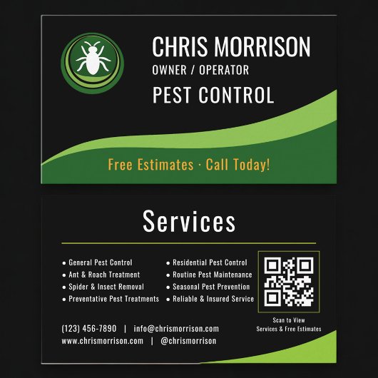 Carte De Visite Code QR du service de contrôle des nuisibles