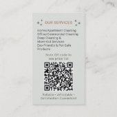 Carte De Visite Code QR du service de nettoyage bohème vert (Dos)