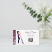 Carte De Visite Code QR du service de nettoyage de la femme de mén (Debout devant)