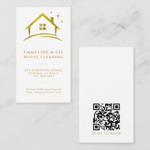 Carte De Visite Code QR du service de nettoyage de maison étincela