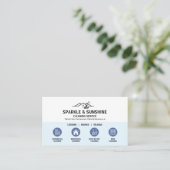 Carte De Visite Code QR du service de nettoyage moderne bleu pour (Debout devant)