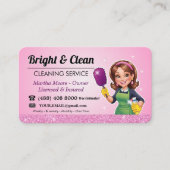 Carte De Visite Code QR du service de nettoyage Rose Ménagère (Devant)