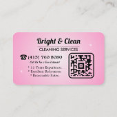 Carte De Visite Code QR du service de nettoyage Rose Ménagère (Dos)