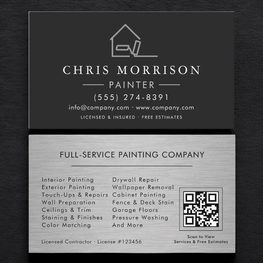 Carte De Visite Code QR du service de peinture professionnel