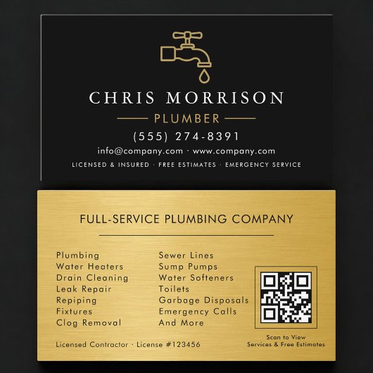 Carte De Visite Code QR du service de plomberie Plombier