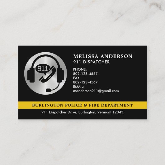 Carte De Visite Code QR du service de police d'urgence d'intervent (Devant)