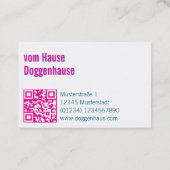 Carte De Visite Code QR du service de portraits d'animaux rose ble (Dos)