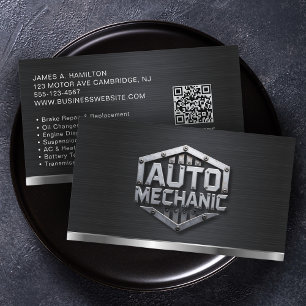 Carte De Visite Code QR du service de réparation automobile Mécani