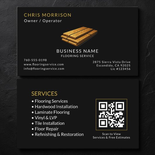 Carte De Visite Code QR du service de revêtement de sol