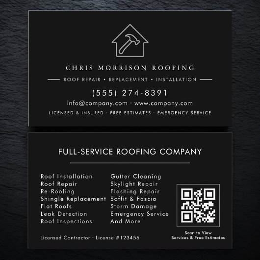 Carte De Visite Code QR du service de toiture