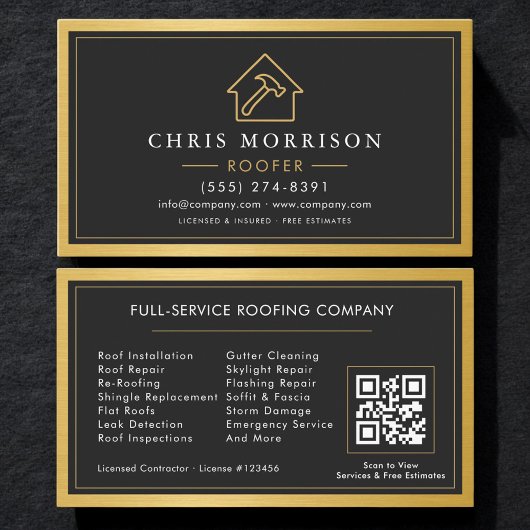 Carte De Visite Code QR du service de toiture