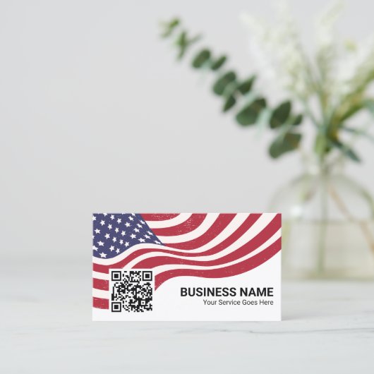Carte De Visite Code QR du service vétéran du drapeau américain pa (Debout devant)