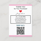 Carte De Visite Code QR du site Web de bijoux d'affaires roses (Dos)