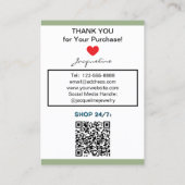 Carte De Visite Code QR du site Web de bijoux roses sauge (Dos)