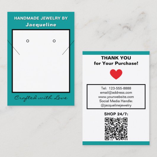 Carte De Visite Code QR du site Web de Collier et Boucles d'Oreill (Devant / Derrière)