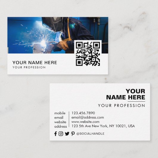 Carte De Visite code QR du soudeur (Devant / Derrière)