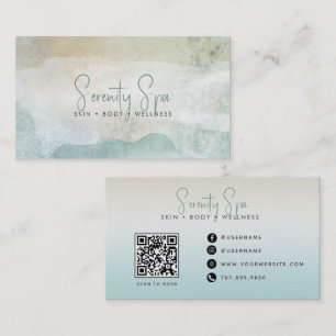 Carte De Visite Code QR du Spa Aquarelle Moderne