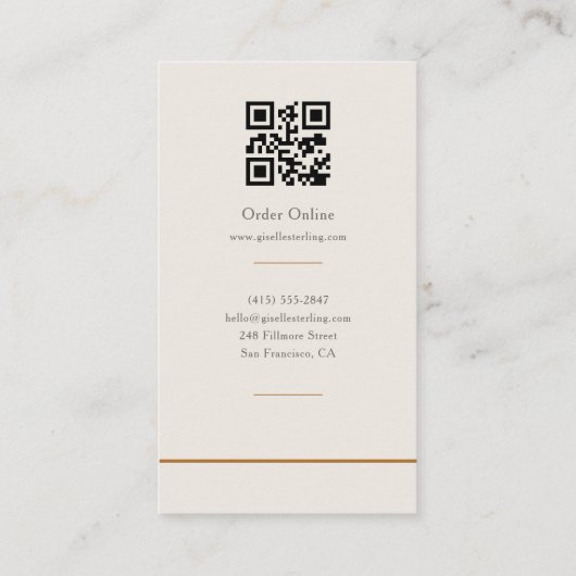 Carte De Visite Code QR du Studio de Gâteaux (Dos)