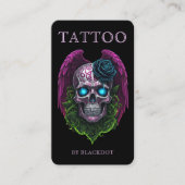 Carte De Visite Code QR du Studio de Tatouage Moderne à Crâne Ailé (Devant)