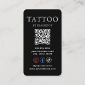 Carte De Visite Code QR du Studio de Tatouage Moderne à Crâne Ailé (Dos)
