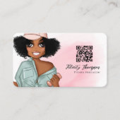 Carte De Visite Code QR d'une fille instructrice de fitness afro b (Devant)