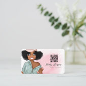 Carte De Visite Code QR d'une fille instructrice de fitness afro b (Debout devant)