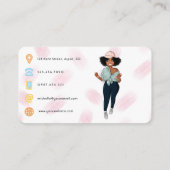 Carte De Visite Code QR d'une fille instructrice de fitness afro b (Dos)