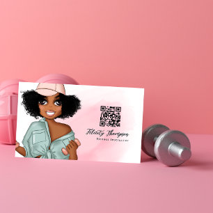Carte De Visite Code QR d'une fille instructrice de fitness afro b