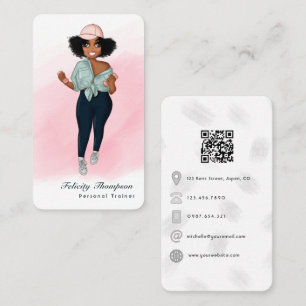 Carte De Visite Code QR d'une fille instructrice de fitness afro b