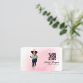 Carte De Visite Code QR d'une fille instructrice de fitness afro b (Debout devant)
