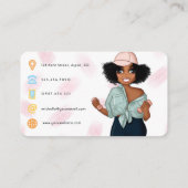 Carte De Visite Code QR d'une fille instructrice de fitness afro b (Dos)