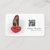 Carte De Visite Code QR d'une instructrice de fitness femme noire (Devant)